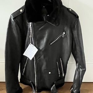 Be Edgy Black Leather Shearling Jacket lined with Plush Microfiber
